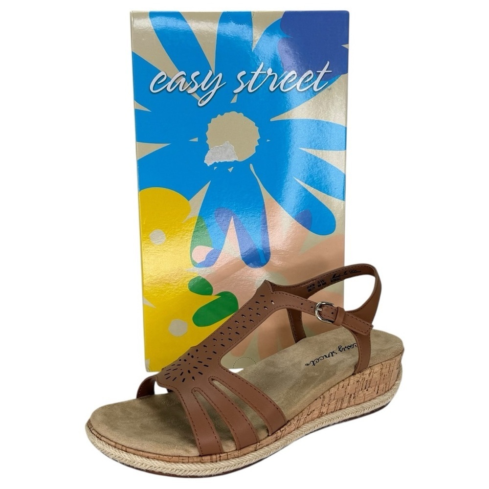 Easy Street Dorinda Tan Faux Leather Womens Sandals Size 8W - Picture 13 of 13